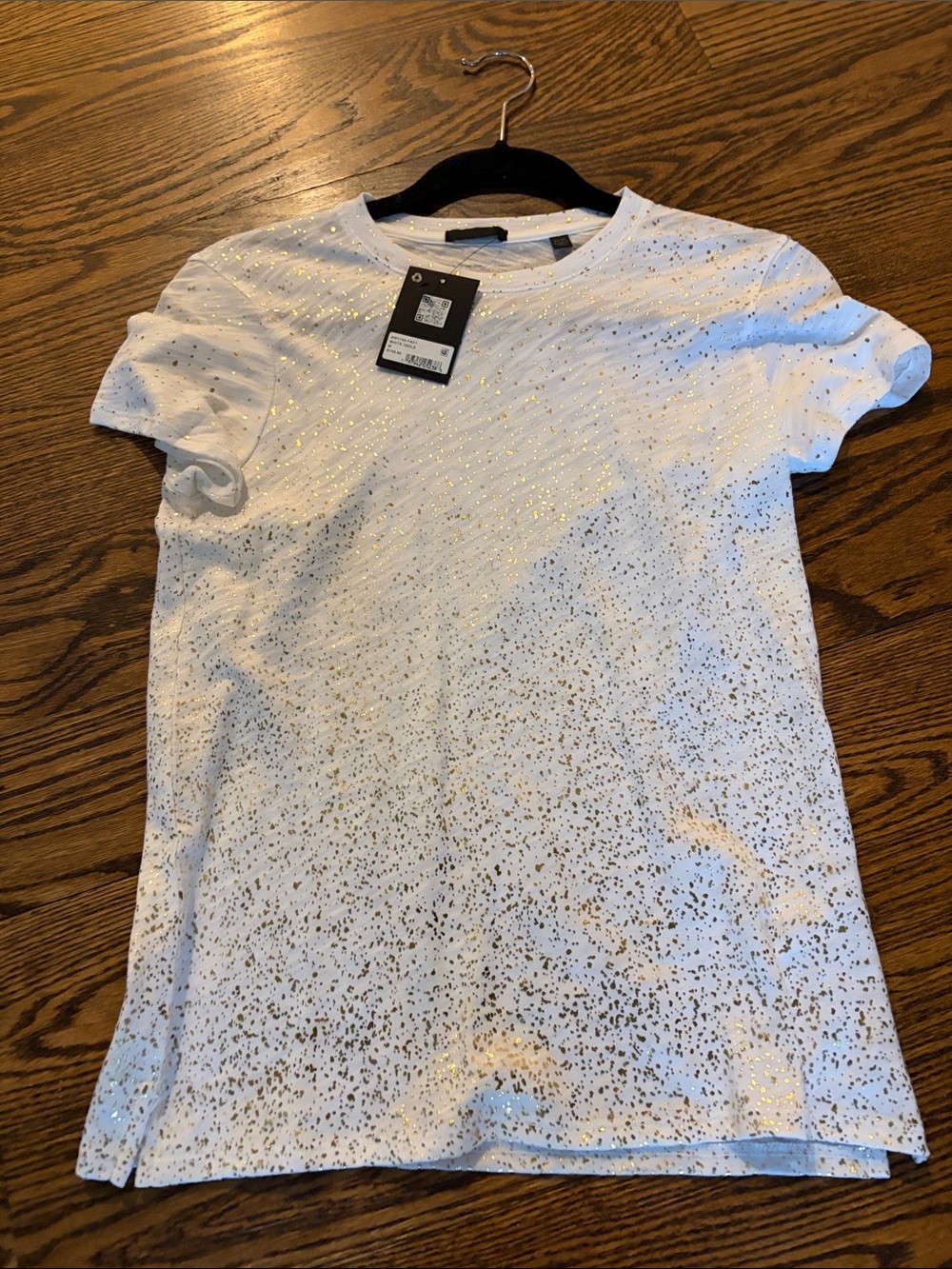NWT ATM White Metallic Speckle Short-Sleeve Tee